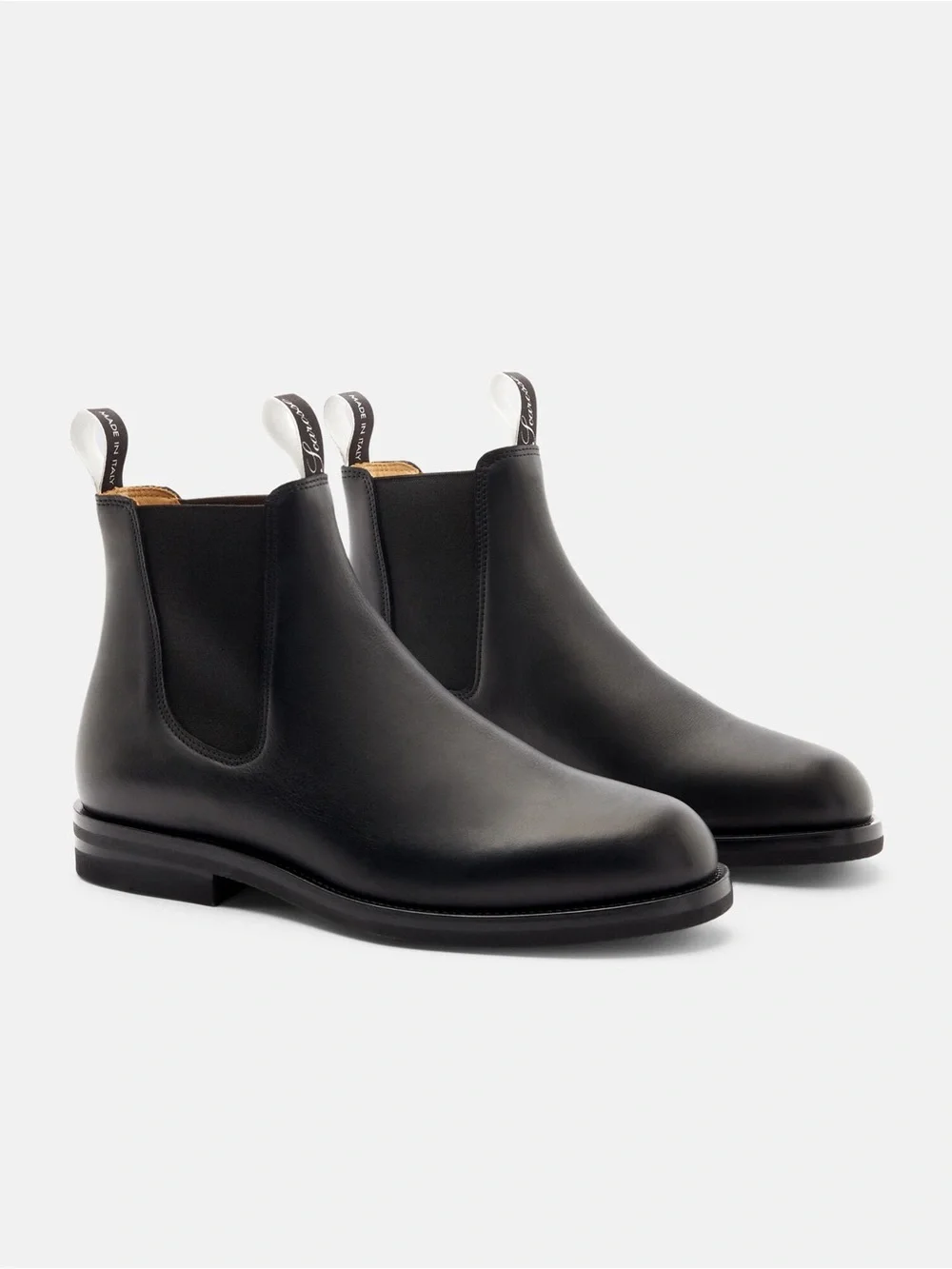 Scarosso William III Mens Black Leather Chelsea Boots Size 12 EU 45 Never Worn